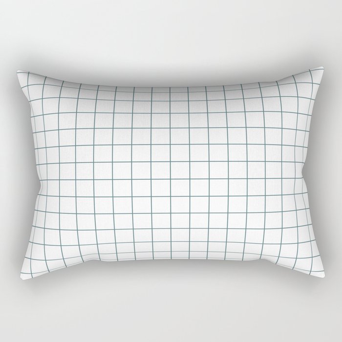Dark Aqua White Grid Pattern 2023 Color of the Year Vining Ivy PPG1148-6 Rectangle Pillow