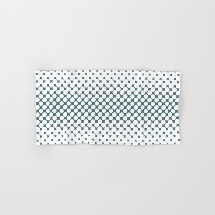 Dark Aqua White Halftone Abstract Polka Dot Pattern 2 2023 Color of the Year Vining Ivy PPG1148-6 Bath & Hand Towels