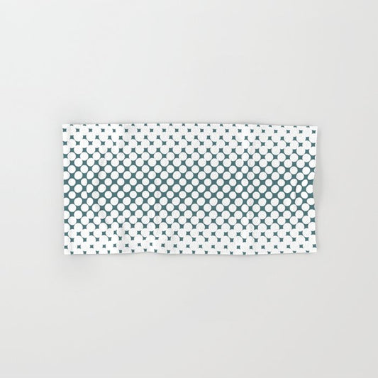 Dark Aqua White Halftone Abstract Polka Dot Pattern 2 2023 Color of the Year Vining Ivy PPG1148-6 Bath & Hand Towels