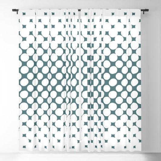 Dark Aqua White Halftone Abstract Polka Dot Pattern 2 2023 Color of the Year Vining Ivy PPG1148-6 Blackout Curtain
