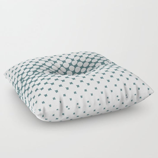 Dark Aqua White Halftone Abstract Polka Dot Pattern 2 2023 Color of the Year Vining Ivy PPG1148-6 Floor Pillow