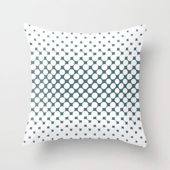 Dark Aqua White Halftone Abstract Polka Dot Pattern 2 2023 Color of the Year Vining Ivy PPG1148-6 Throw Pillow