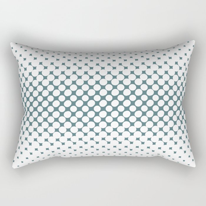 Dark Aqua White Halftone Abstract Polka Dot Pattern 2 2023 Color of the Year Vining Ivy PPG1148-6 Rectangle Pillow