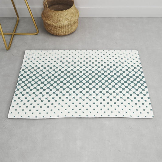 Dark Aqua White Halftone Abstract Polka Dot Pattern 2 2023 Color of the Year Vining Ivy PPG1148-6 Throw and Area Rug