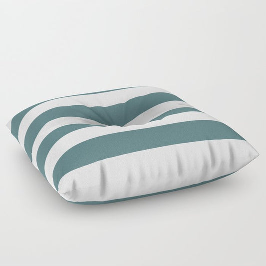 Dark Aqua White Minimal Horizontal Stripe Pattern 2023 Color of the Year Vining Ivy PPG1148-6 Floor Pillow