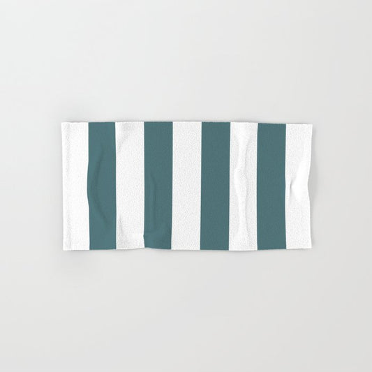 Dark Aqua White Minimal Vertical Stripe Pattern 3 2023 Color of the Year Vining Ivy PPG1148-6 Bath & Hand Towels