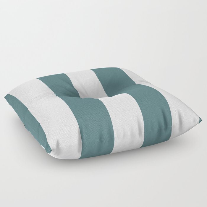 Dark Aqua White Minimal Vertical Stripe Pattern 3 2023 Color of the Year Vining Ivy PPG1148-6 Floor Pillow