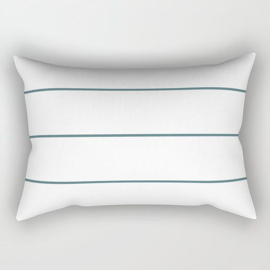 Dark Aqua White Sponge Paint Horizontal Thin Stripe Pattern 2023 Color of the Year Vining Ivy PPG114 Rectangle Pillow