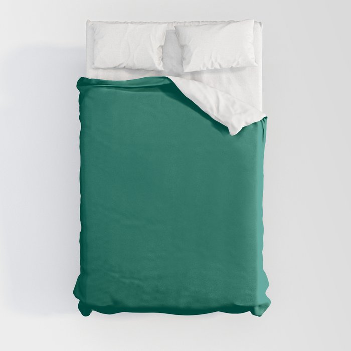 Dark Billard Green Solid Color Pairs Dulux 2023 Trending Shade Pharaoh's Gem S28H9 Duvet Cover