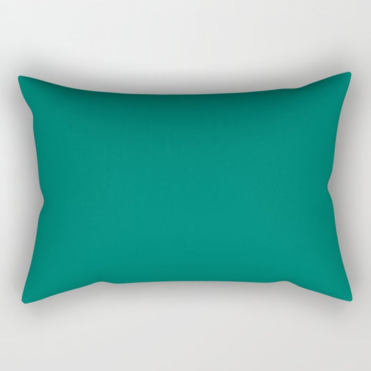 Dark Billard Green Solid Color Pairs Dulux 2023 Trending Shade Pharaoh's Gem S28H9 Rectangular Pillow