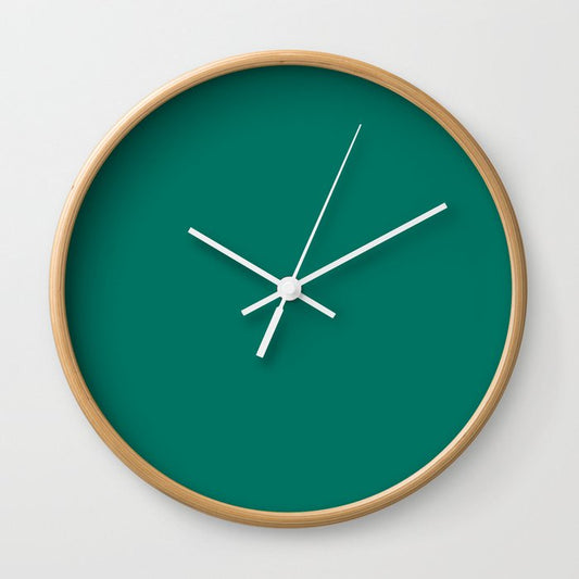 Dark Billard Green Solid Color Pairs Dulux 2023 Trending Shade Pharaoh's Gem S28H9 Wall Clock