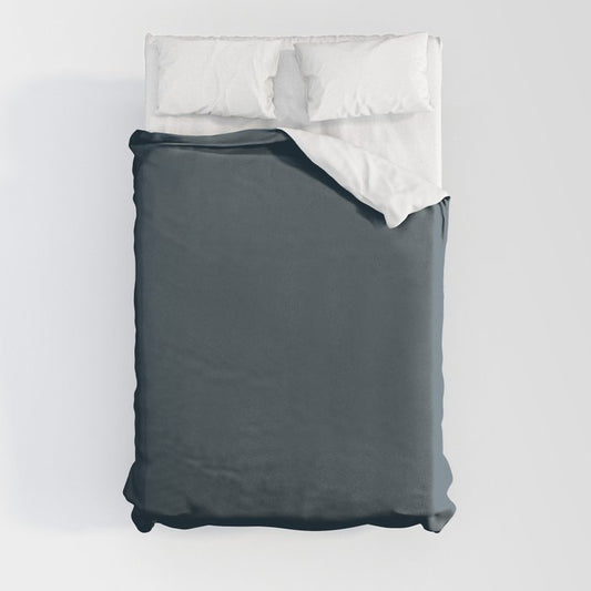 Dark Blue Slate Solid Color Pairs Dulux 2023 Trending Shade Sea Kelp S34A8 Duvet Cover