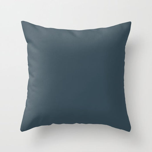 Dark Blue Slate Solid Color Pairs Dulux 2023 Trending Shade Sea Kelp S34A8 Throw Pillow