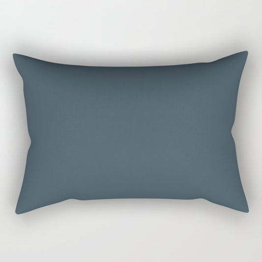 Dark Blue Slate Solid Color Pairs Dulux 2023 Trending Shade Sea Kelp S34A8 Rectangular Pillow
