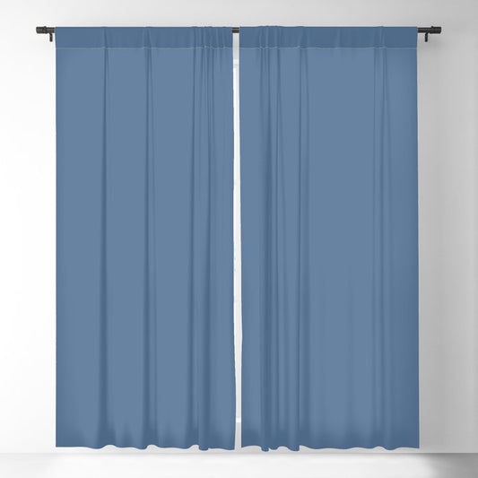 Dark Blue Solid Color Dunn & Edwards 2023 Trending Color Clean Slate DE5880 Well Intentions Collection Blackout Curtains