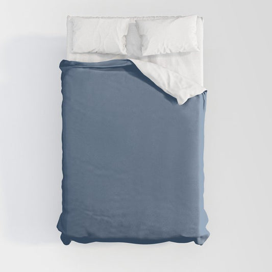 Dark Blue Solid Color Dunn & Edwards 2023 Trending Color Clean Slate DE5880 Well Intentions Collection Duvet