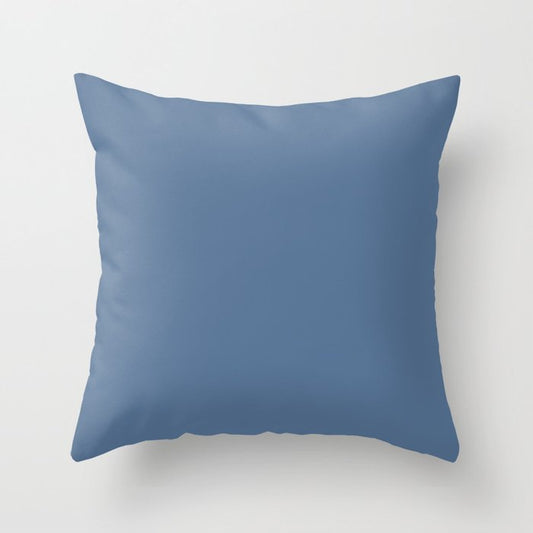 Dark Blue Solid Color Dunn & Edwards 2023 Trending Color Clean Slate DE5880 Well Intentions Collection Throw Pillow