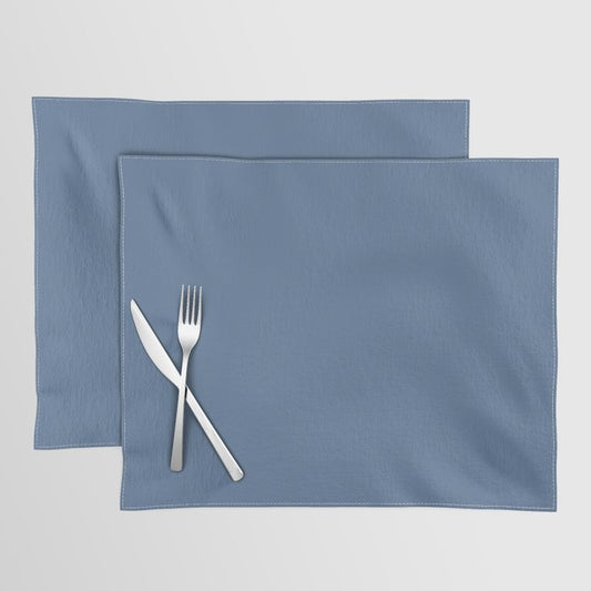 Dark Blue Solid Color Dunn & Edwards 2023 Trending Color Clean Slate DE5880 Well Intentions Collection Placemat Sets
