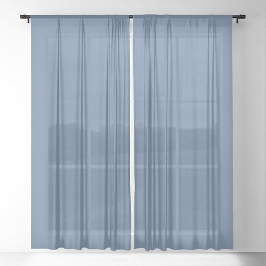 Dark Blue Solid Color Dunn & Edwards 2023 Trending Color Clean Slate DE5880 Well Intentions Collection Sheer Curtains
