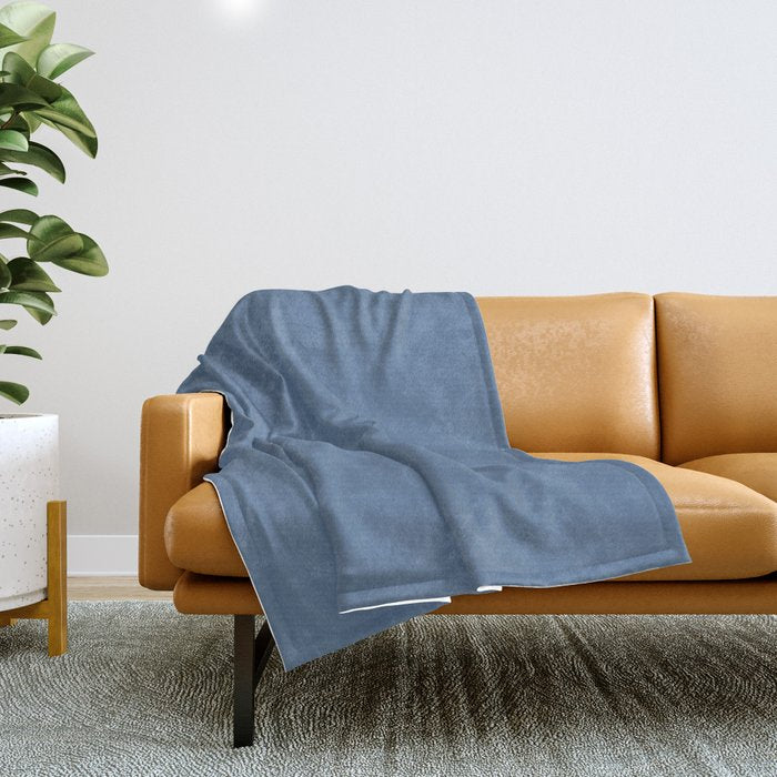 Dark Blue Solid Color Dunn & Edwards 2023 Trending Color Clean Slate DE5880 Well Intentions Collection Throw Blanket