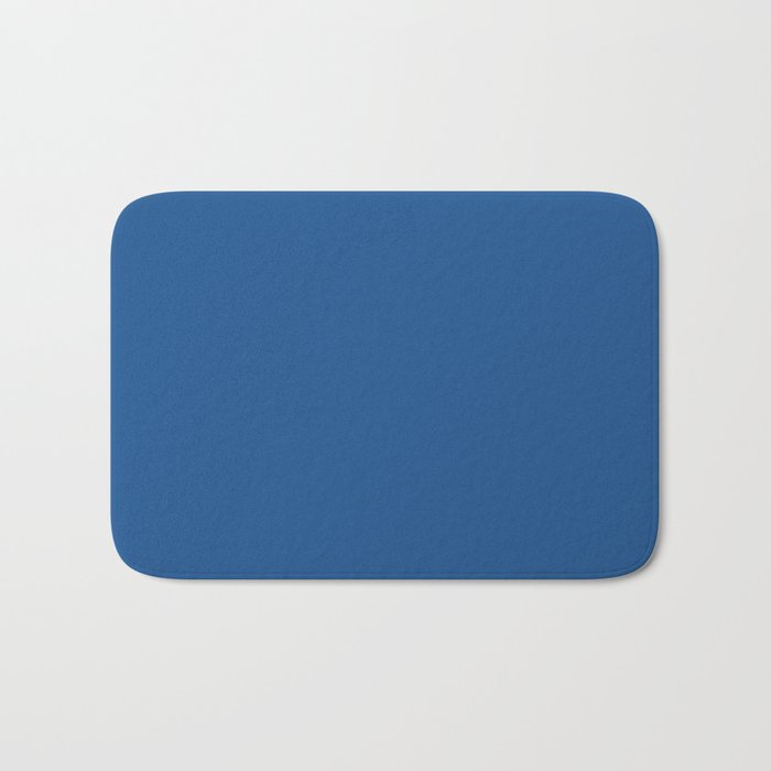 Dark Blue Solid Color Pairs 2023 Trending Hue Dunn-Edwards Follow My Blue Bliss DEFD52  - Liberated Nomads Collection Bath Mat