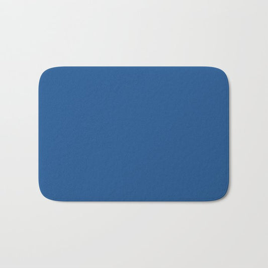 Dark Blue Solid Color Pairs 2023 Trending Hue Dunn-Edwards Follow My Blue Bliss DEFD52  - Liberated Nomads Collection Bath Mat