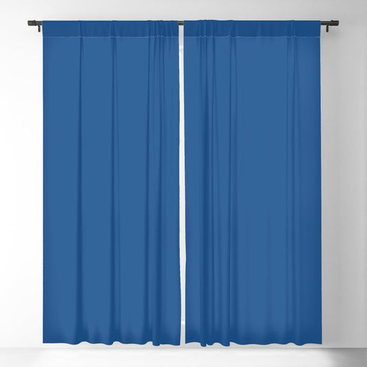 Dark Blue Solid Color Pairs 2023 Trending Hue Dunn-Edwards Follow My Blue Bliss DEFD52  - Liberated Nomads Collection Blackout Curtains
