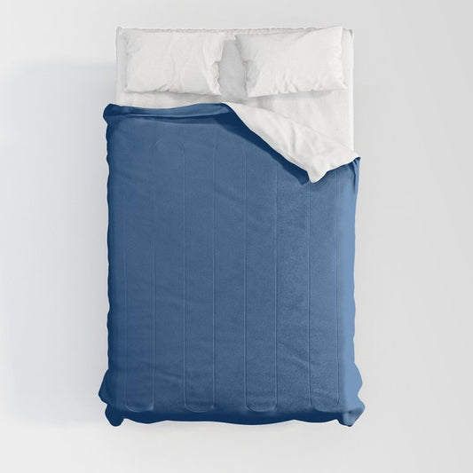Dark Blue Solid Color Pairs 2023 Trending Hue Dunn-Edwards Follow My Blue Bliss DEFD52  - Liberated Nomads Collection Comforter