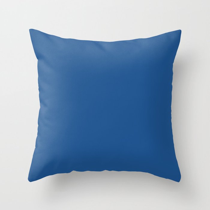 Dark Blue Solid Color Pairs 2023 Trending Hue Dunn-Edwards Follow My Blue Bliss DEFD52  - Liberated Nomads Collection Throw Pillow