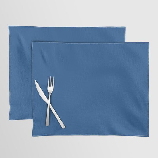 Dark Blue Solid Color Pairs 2023 Trending Hue Dunn-Edwards Follow My Blue Bliss DEFD52  - Liberated Nomads Collection Placemat Sets