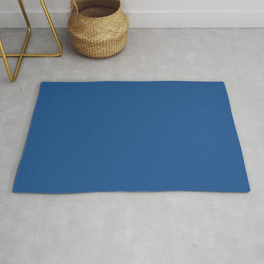 Dark Blue Solid Color Pairs 2023 Trending Hue Dunn-Edwards Follow My Blue Bliss DEFD52  - Liberated Nomads Collection Throw & Area Rugs