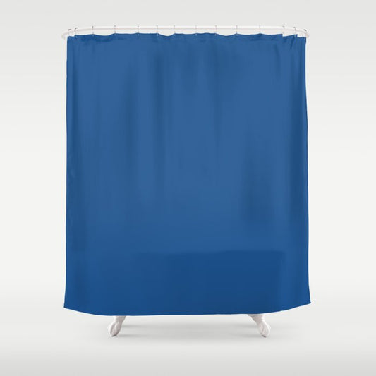 Dark Blue Solid Color Pairs 2023 Trending Hue Dunn-Edwards Follow My Blue Bliss DEFD52  - Liberated Nomads Collection Shower Curtain