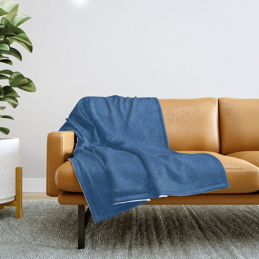 Dark Blue Solid Color Pairs 2023 Trending Hue Dunn-Edwards Follow My Blue Bliss DEFD52  - Liberated Nomads Collection Throw Blanket
