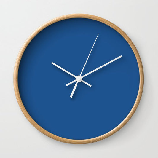 Dark Blue Solid Color Pairs 2023 Trending Hue Dunn-Edwards Follow My Blue Bliss DEFD52  - Liberated Nomads Collection Wall Clock