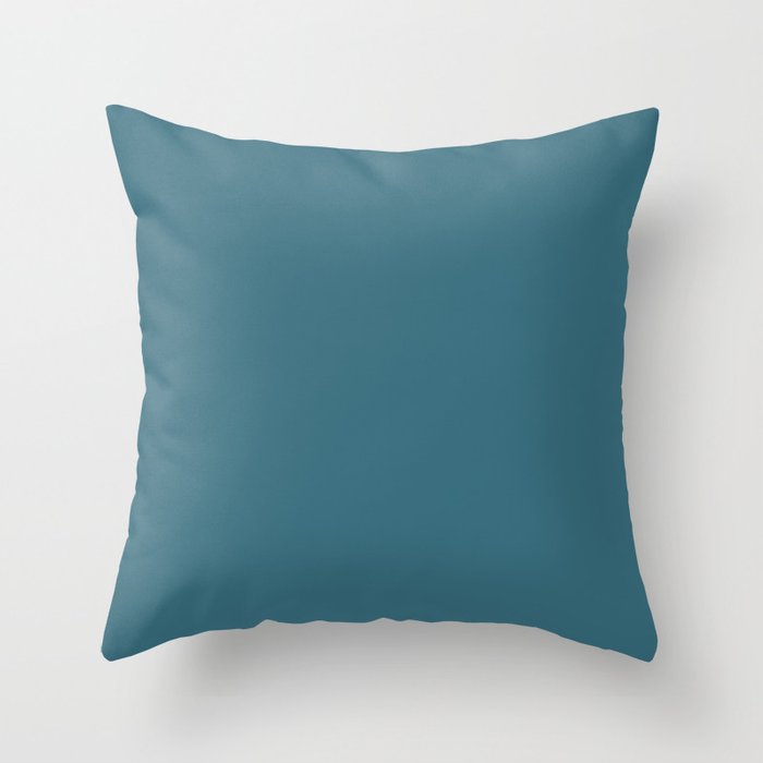 Dark Blue Solid Color Pairs Dulux 2023 Trending Shade Kimberley Sea S33C6 Throw Pillow