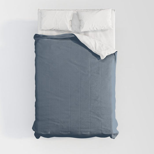 Dark Blue Solid Color Pairs Dulux 2023 Trending Shade Starfish S39C6 Comforter