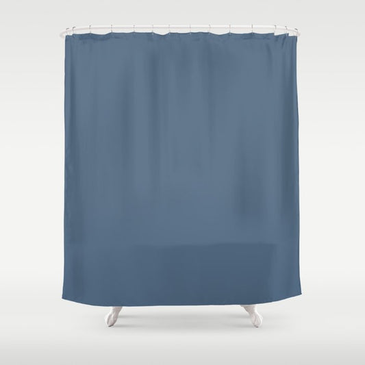 Dark Blue Solid Color Pairs Dulux 2023 Trending Shade Starfish S39C6 Shower Curtain