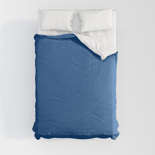 Dark Bright Blue Solid Color Pairs PPG Glidden 2023 Trending Color Florentine Lapis PPG1244-7 Comforter