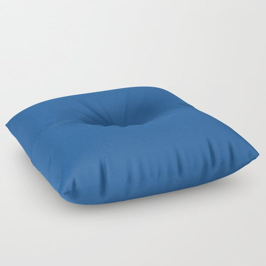 Dark Bright Blue Solid Color Pairs PPG Glidden 2023 Trending Color Florentine Lapis PPG1244-7 Floor Pillow