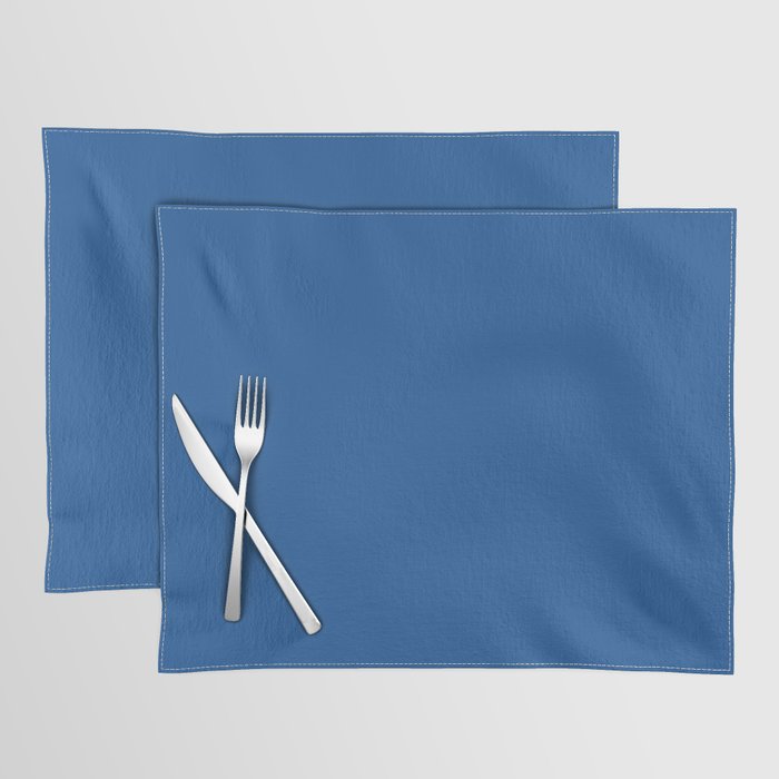 Dark Bright Blue Solid Color Pairs PPG Glidden 2023 Trending Color Florentine Lapis PPG1244-7 Placemat