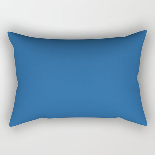 Dark Bright Blue Solid Color Pairs PPG Glidden 2023 Trending Color Florentine Lapis PPG1244-7 Rectangular Pillow