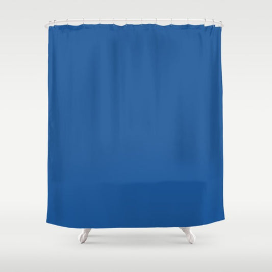 Dark Bright Blue Solid Color Pairs PPG Glidden 2023 Trending Color Florentine Lapis PPG1244-7 Shower Curtain