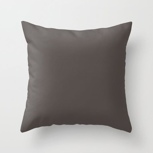 Dark Brown Black Solid Color Dunn & Edwards 2023 Trending Color Mink DE6392 Well Intentions Collection Throw Pillow