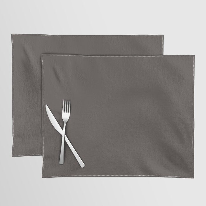 Dark Brown Black Solid Color Dunn & Edwards 2023 Trending Color Mink DE6392 Well Intentions Collection Placemat Sets