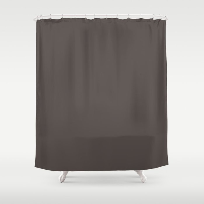 Dark Brown Black Solid Color Dunn & Edwards 2023 Trending Color Mink DE6392 Well Intentions Collection Shower Curtain