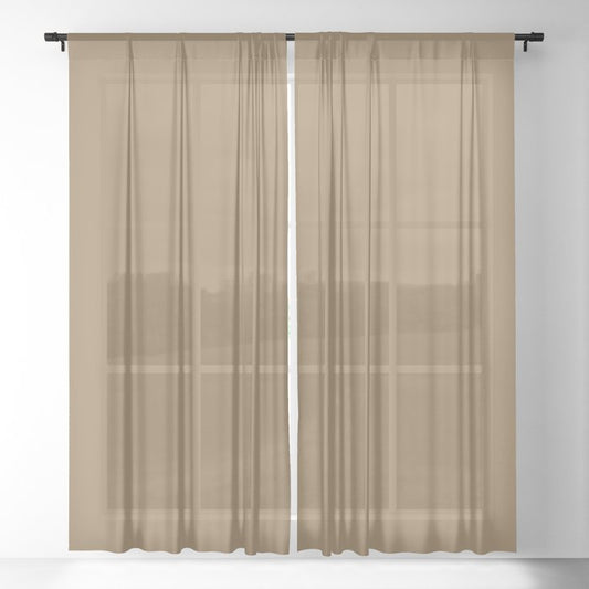 Dark Brown Solid Color Dunn & Edwards 2023 Trending Color Bourbon Sweet Tea DEFD28 Well Intentions Collection Sheer Curtains