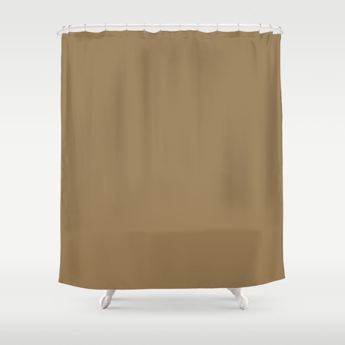 Dark Brown Solid Color Dunn & Edwards 2023 Trending Color Bourbon Sweet Tea DEFD28 Well Intentions Collection Shower Curtain