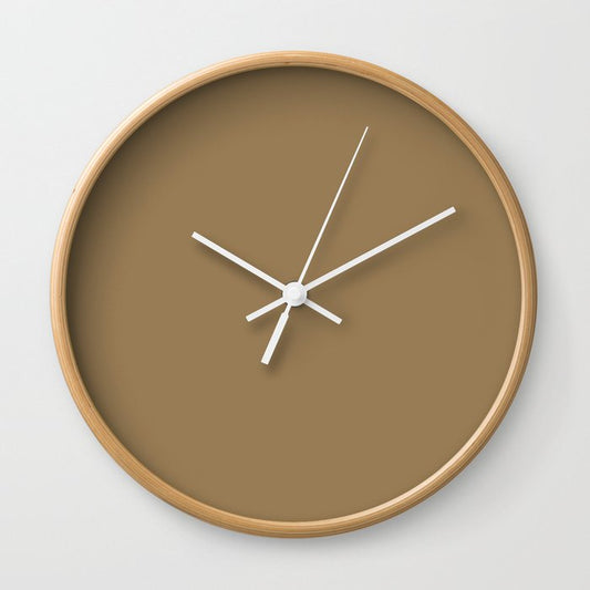 Dark Brown Solid Color Dunn & Edwards 2023 Trending Color Bourbon Sweet Tea DEFD28 Well Intentions Collection Wall Clock