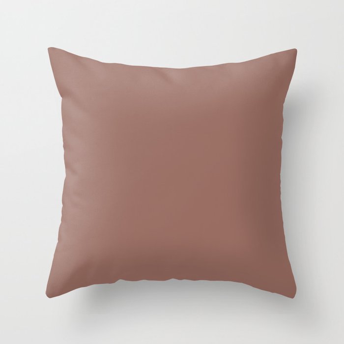 Dark Dusty Pink Solid Color Pairs PPG Safari Brown PPG1061-6 - All One Single Shade Hue Colour Throw Pillow