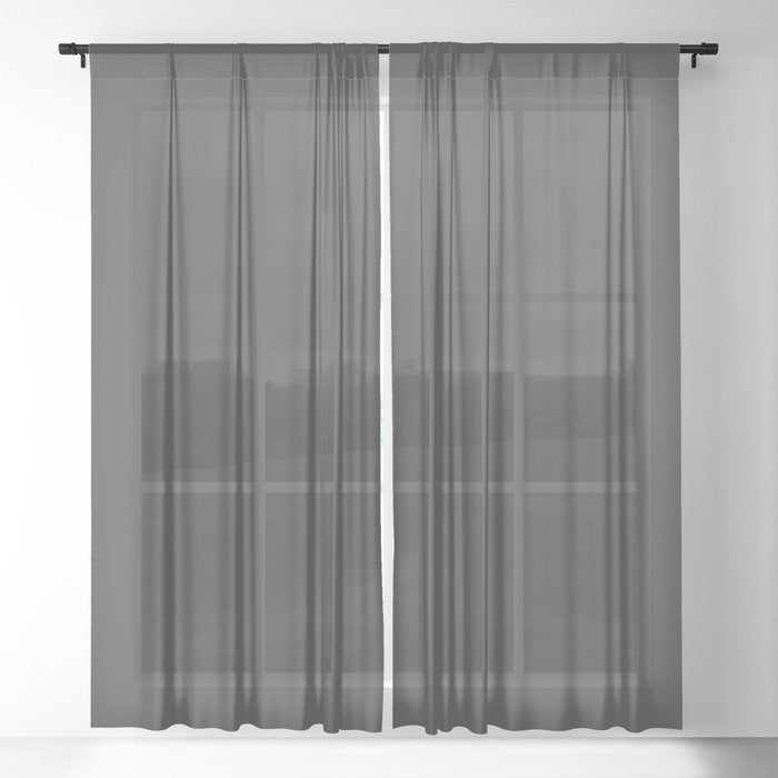 Dark Gray Grey Solid Color Pairs PPG Starless Sky PPG0995-7 Sheer Curtain
